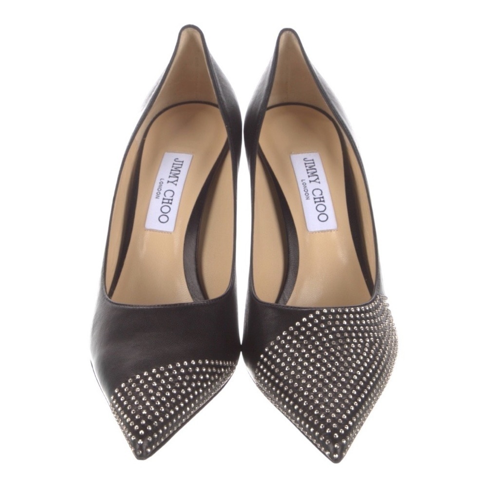 Jimmy Choo | NIB 85 MM Love Asymmetric Nappa Leather w/Mini Studs Heels - IT 41